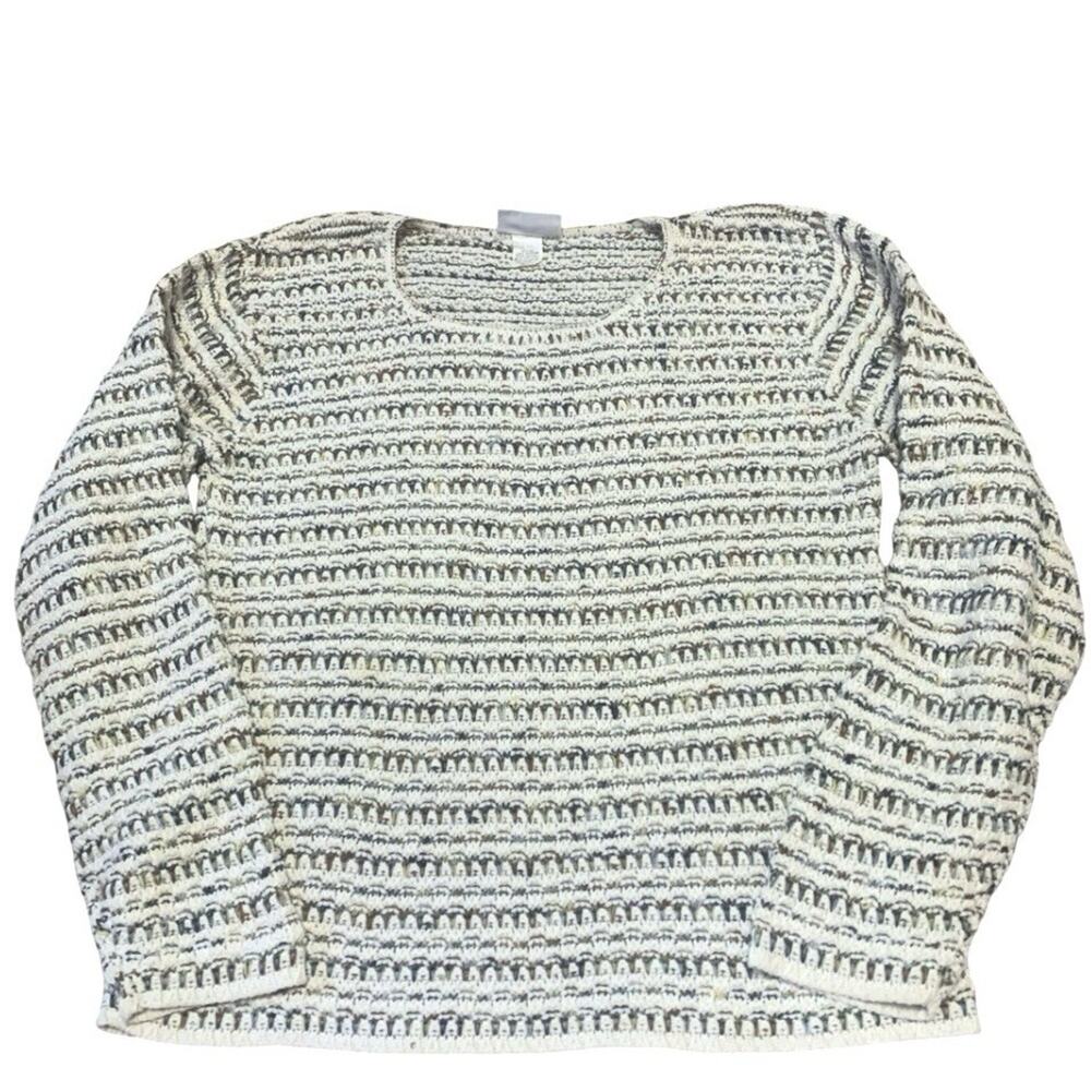 Vintage Croft & Barrow Ivory Multicolor Cotton Knit Sweater Women's Small USA
